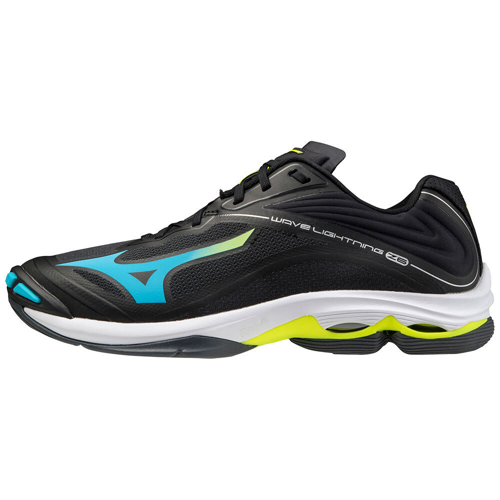 Mizuno Wave Lightning Z5 - Erkek Voleybol Ayakkabısı - Siyah/Mavi Turkuaz/Sarı Türkiye (DZCXRH-071)